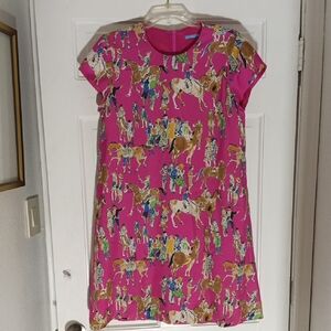 J. McLaughlin Vibrant   Pink Dress with Horse Pattern